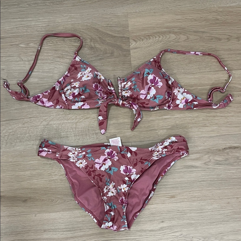 Xhilaration Floral Bikini Set in Pink and White